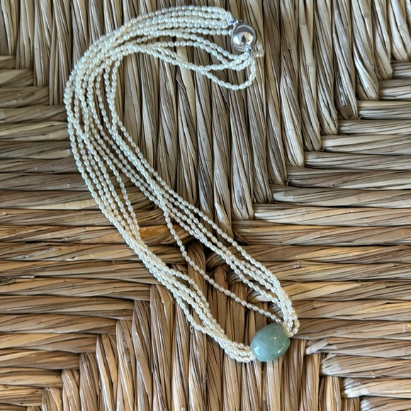 Jewelry - Cultured Rice Pearls & Jade Necklace